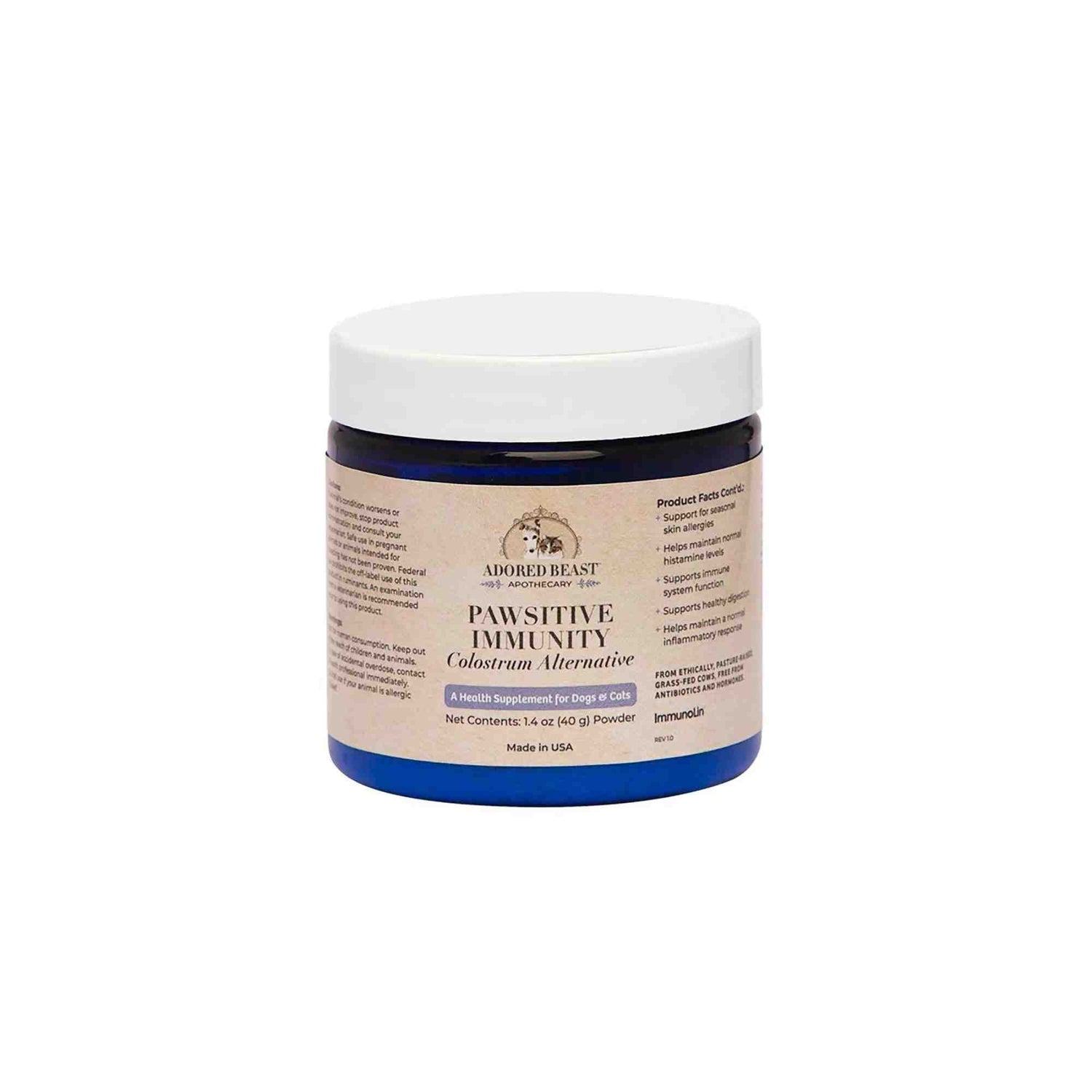 Pawsitive Immunity Colostrum Alternative 40g Adored Beast for Dogs and Cats