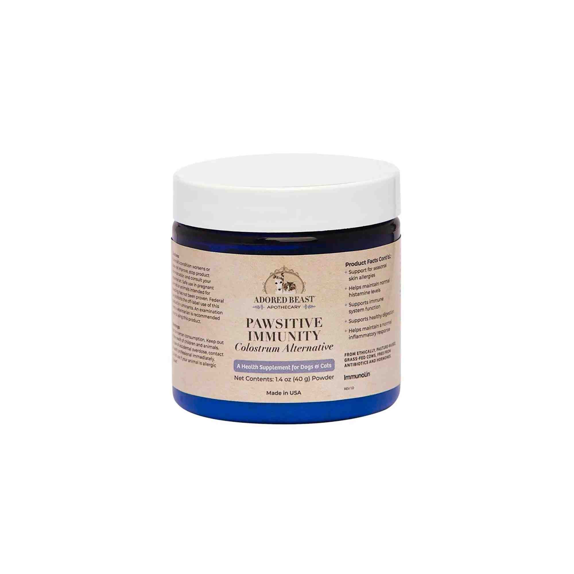 Pawsitive Immunity Colostrum Alternative 40g Adored Beast for Dogs and Cats