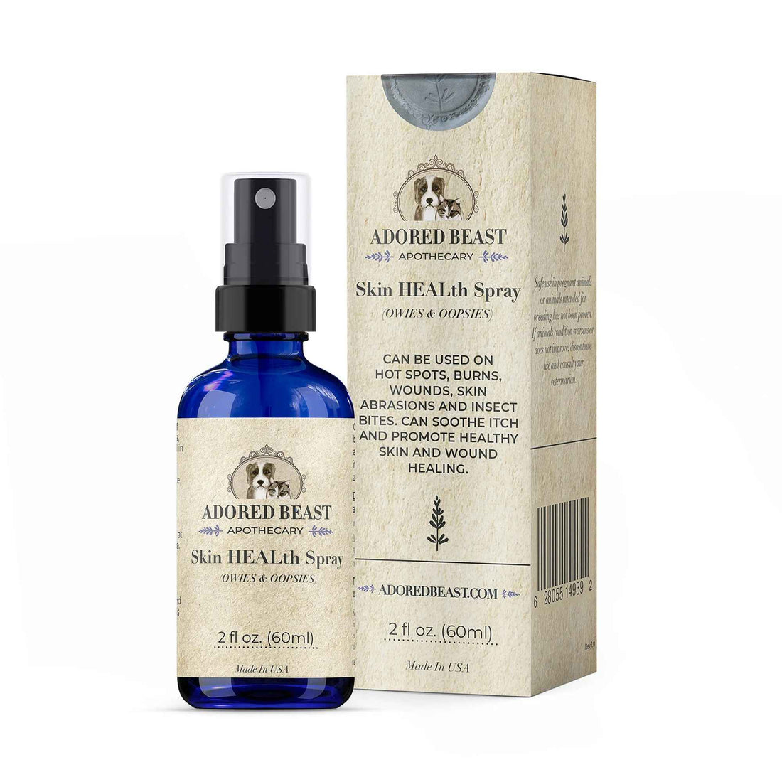 Skin HEALth Spray Owies & Oopsies Topical Spray 60ml Adored Beast Packaging