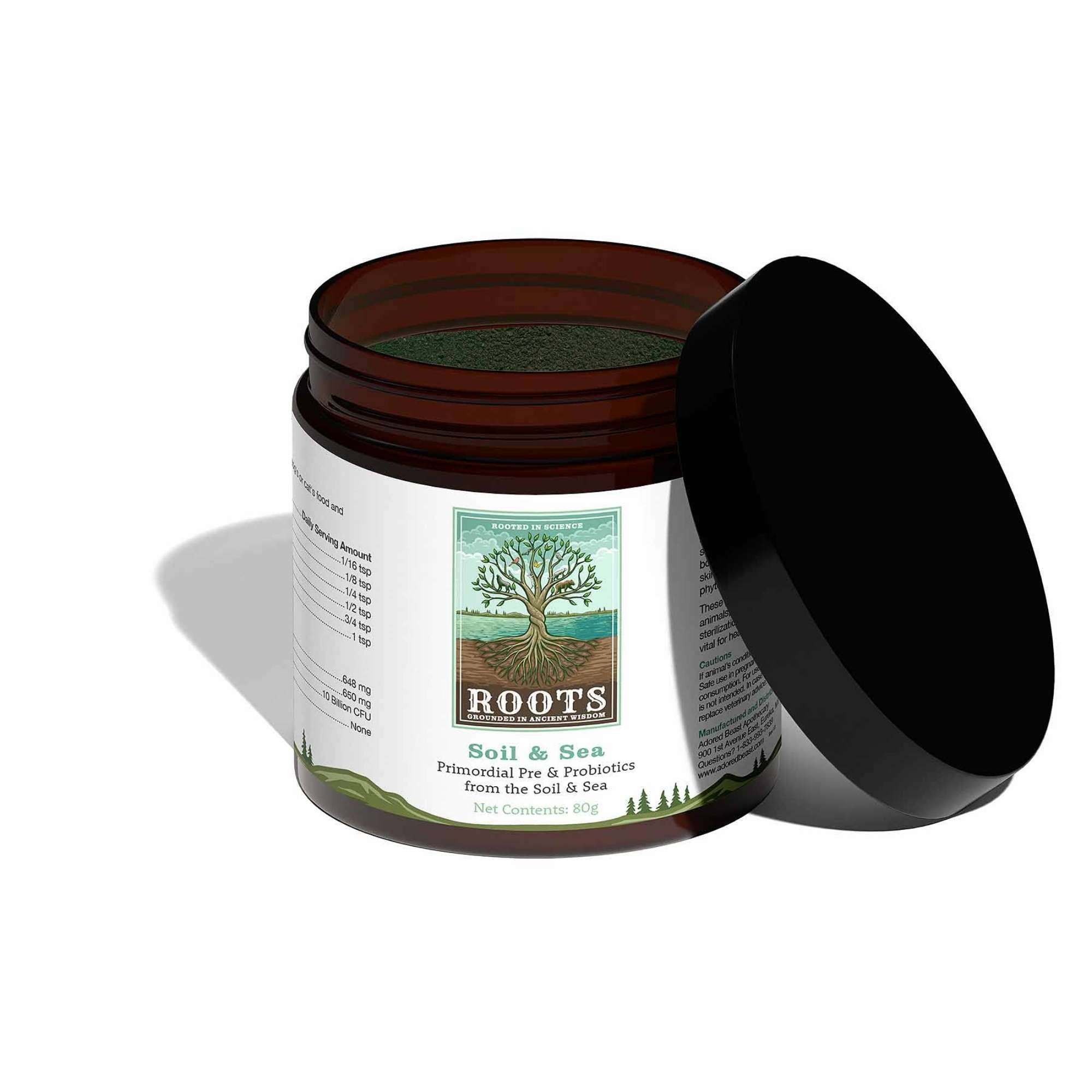 Soil & Sea Probiotic Adored Beast Jar with Lid Off and Powder