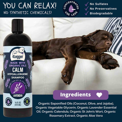 4-legger usda certified organic dog shampoo 16 oz bottle calm organic lavender dog shampoo with calendula and st john&