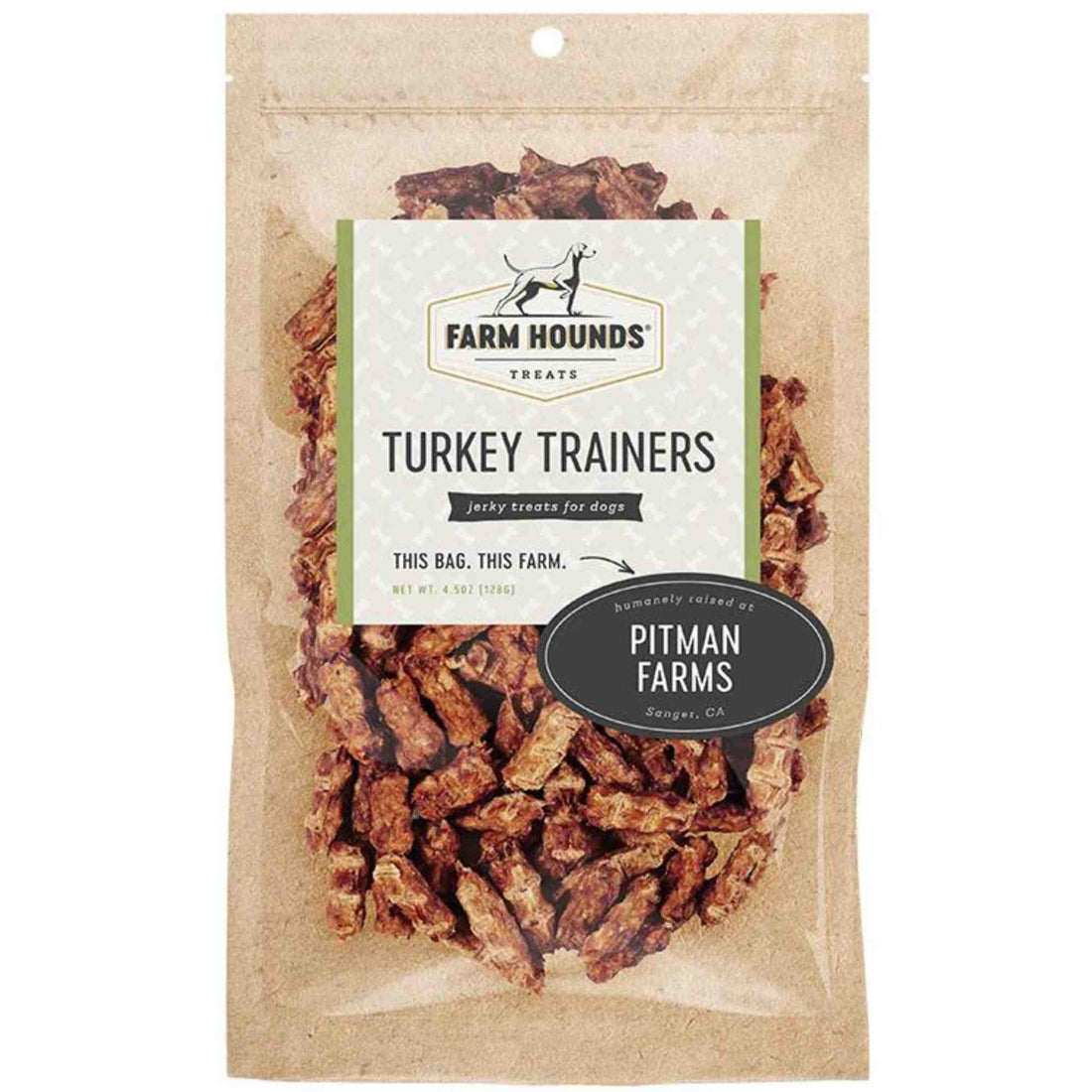 Turkey Trainers 4.5oz front Dehydrated Dog treats pitman farms Farm Hounds