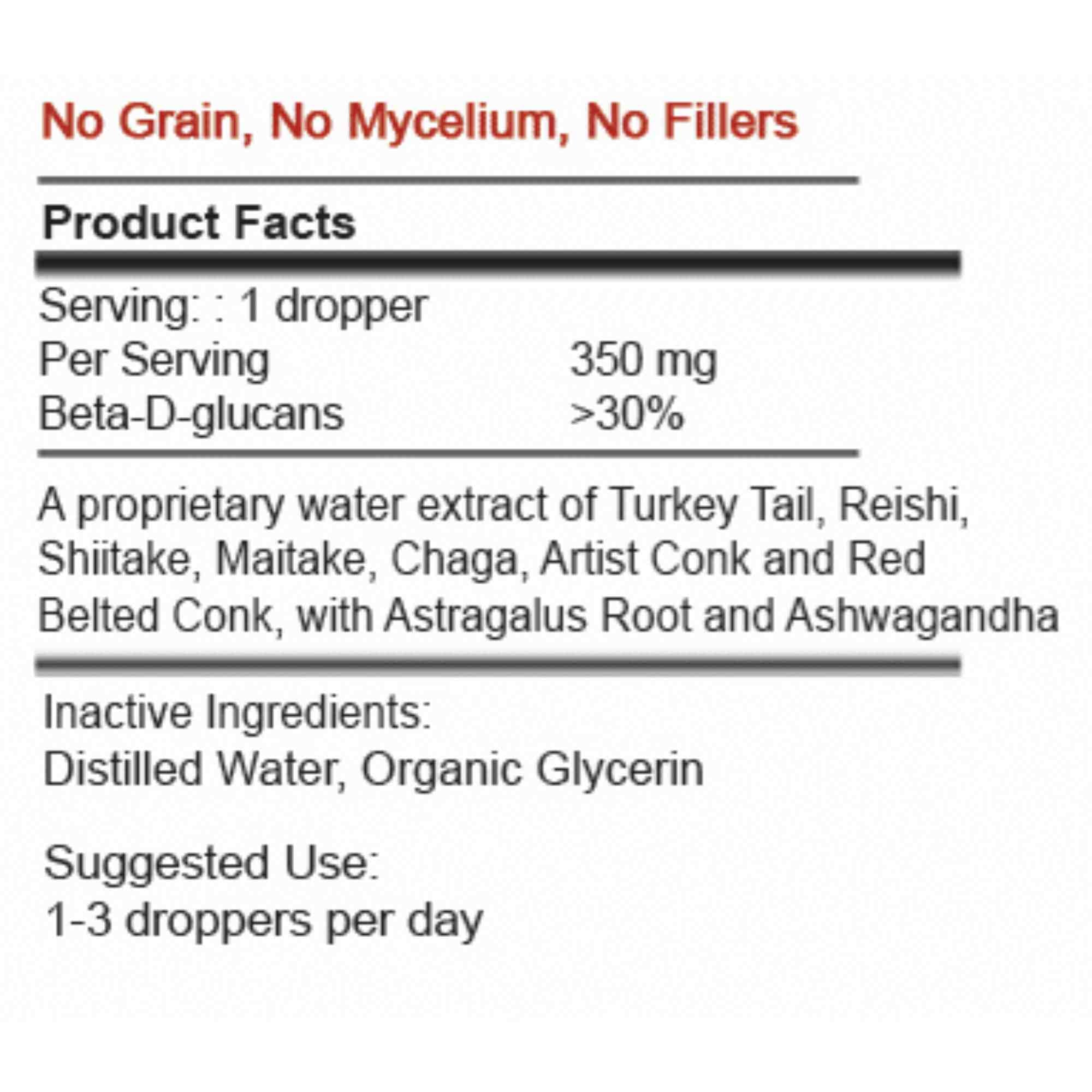 Vitality Mushrooms ingredients and dosage information