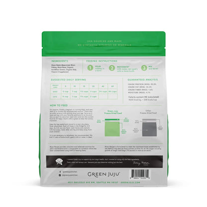 green juju freeze-dried raw bison recipe back of bag