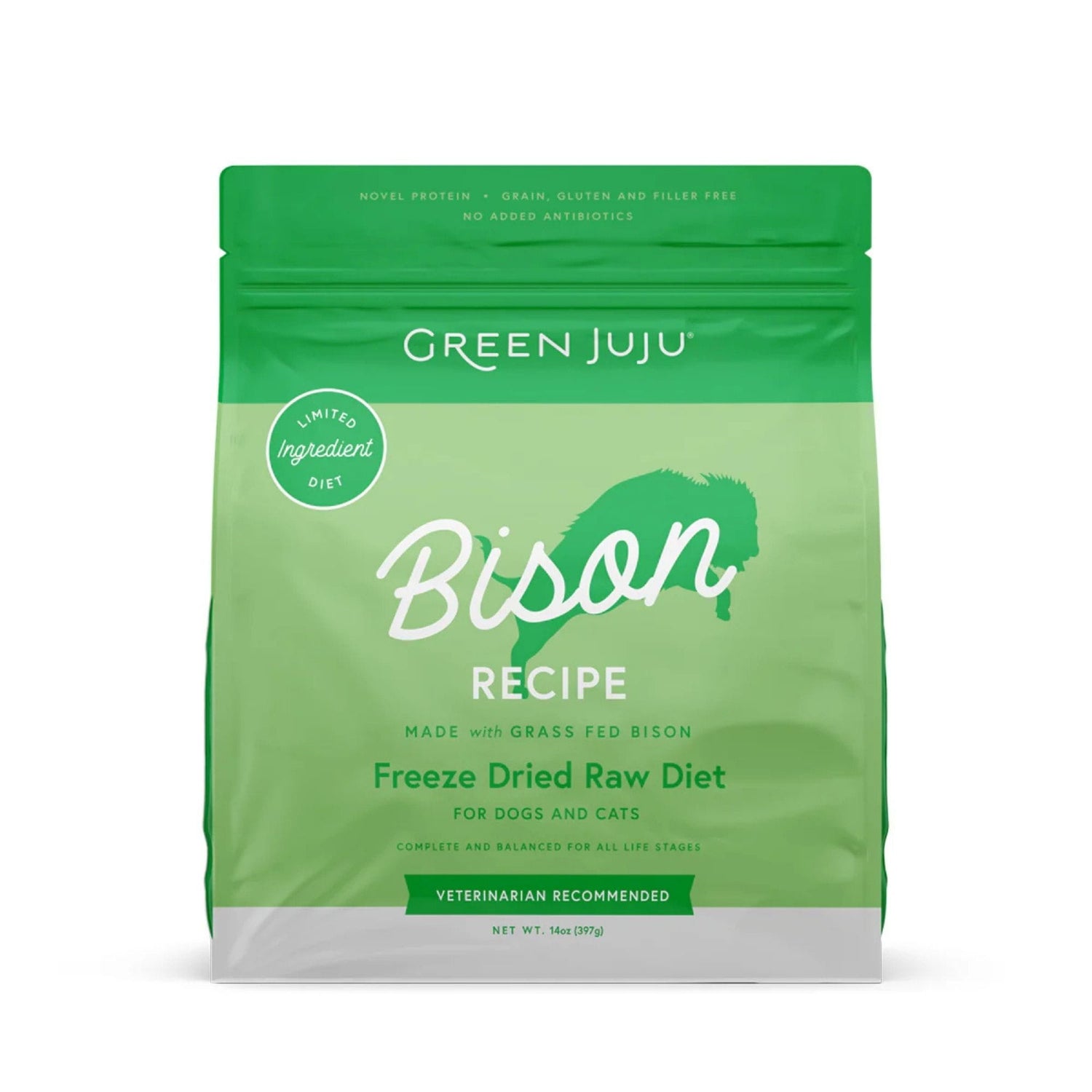 green juju freeze-dried raw bison recipe for dogs and cats