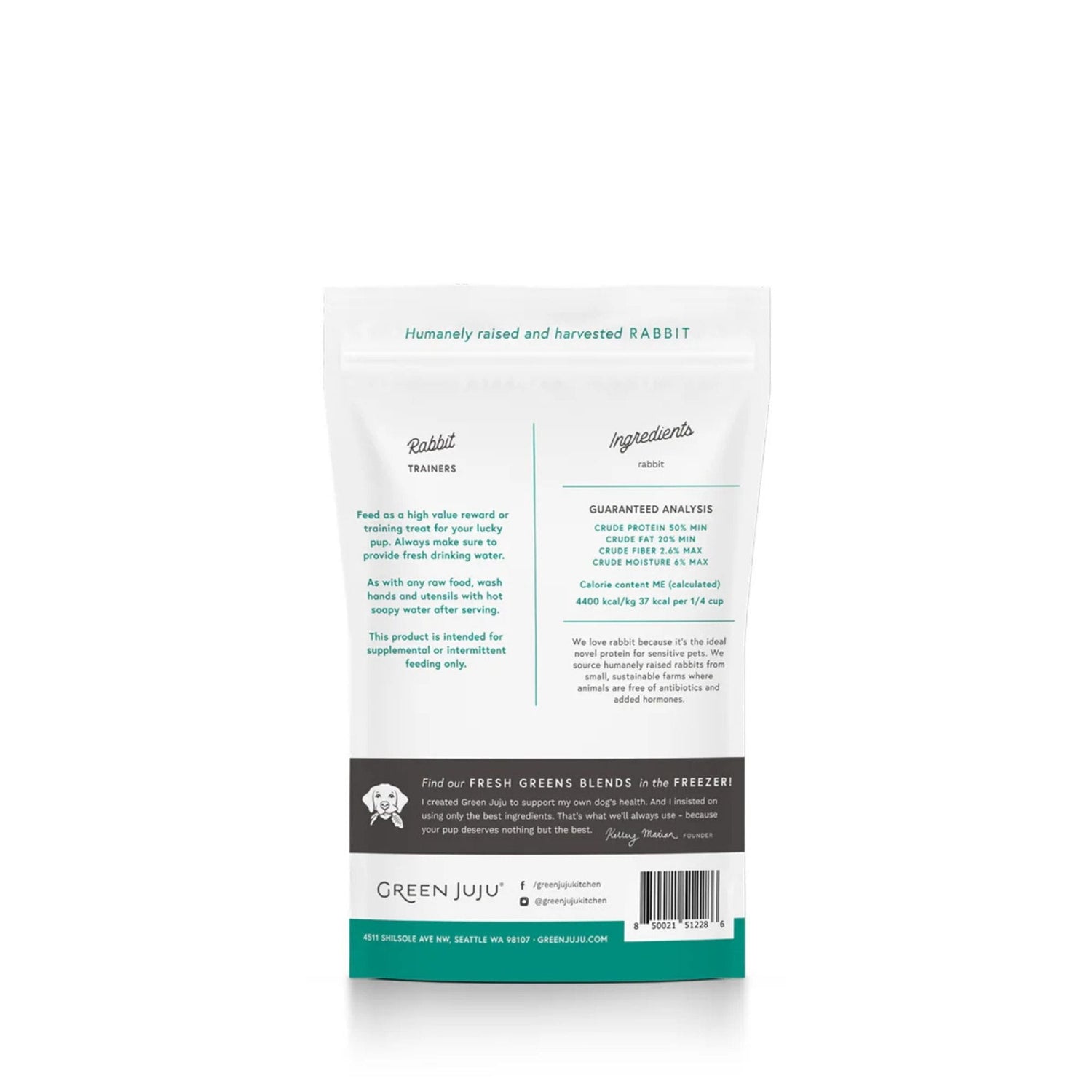 green juju rabbit trainers for cats and dogs back of bag