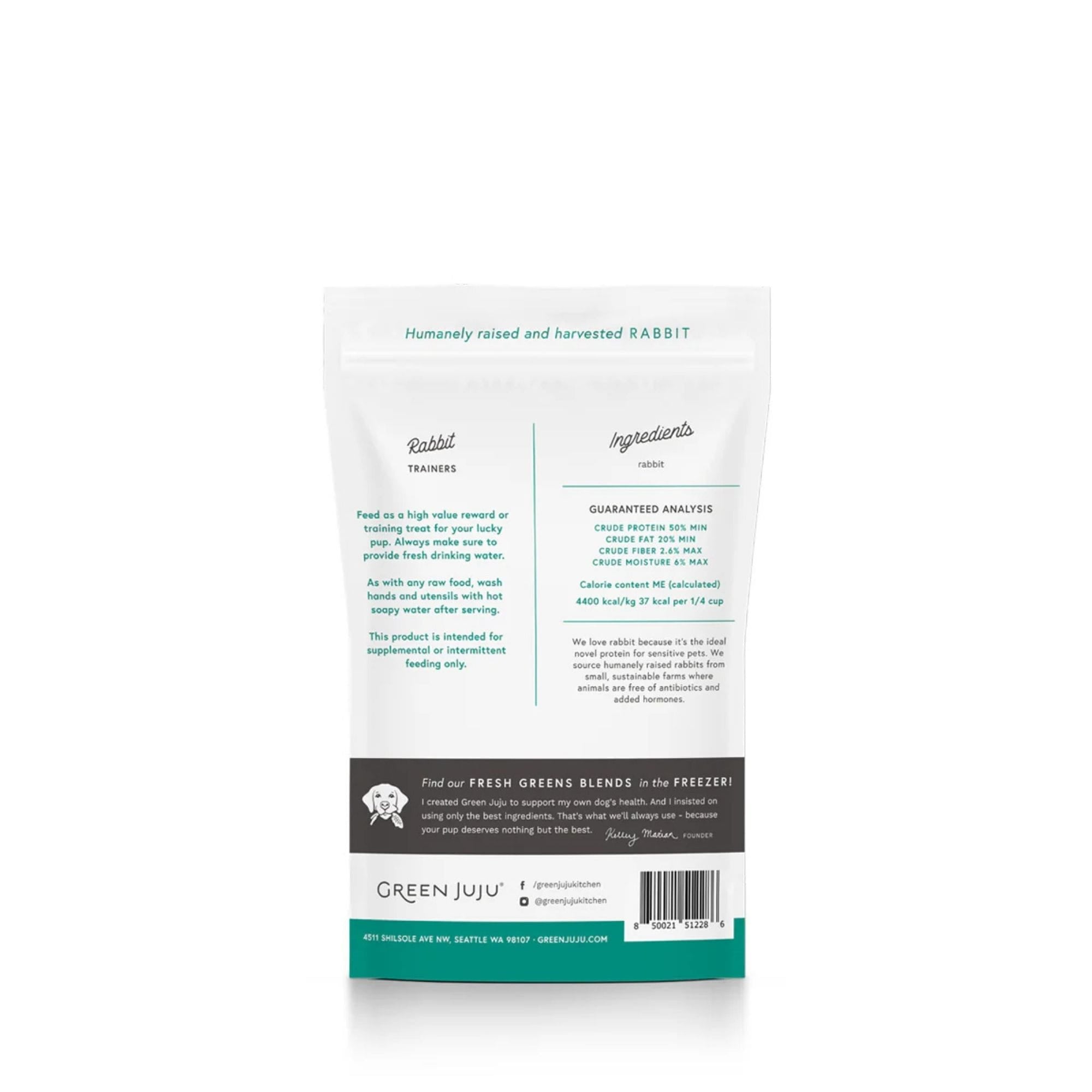 green juju rabbit trainers for cats and dogs back of bag