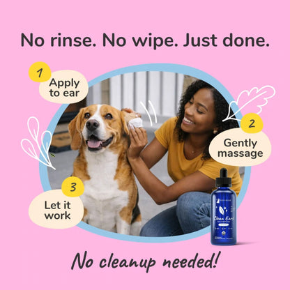 Woman cleaning a dog&
